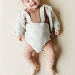 Goumi suspender bloomers in shell speckled gray kids size 18-24 months‎ organic